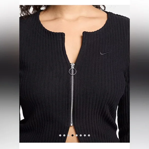 Nike Black Ribbed Zip Jacket - Picture 3 of 4